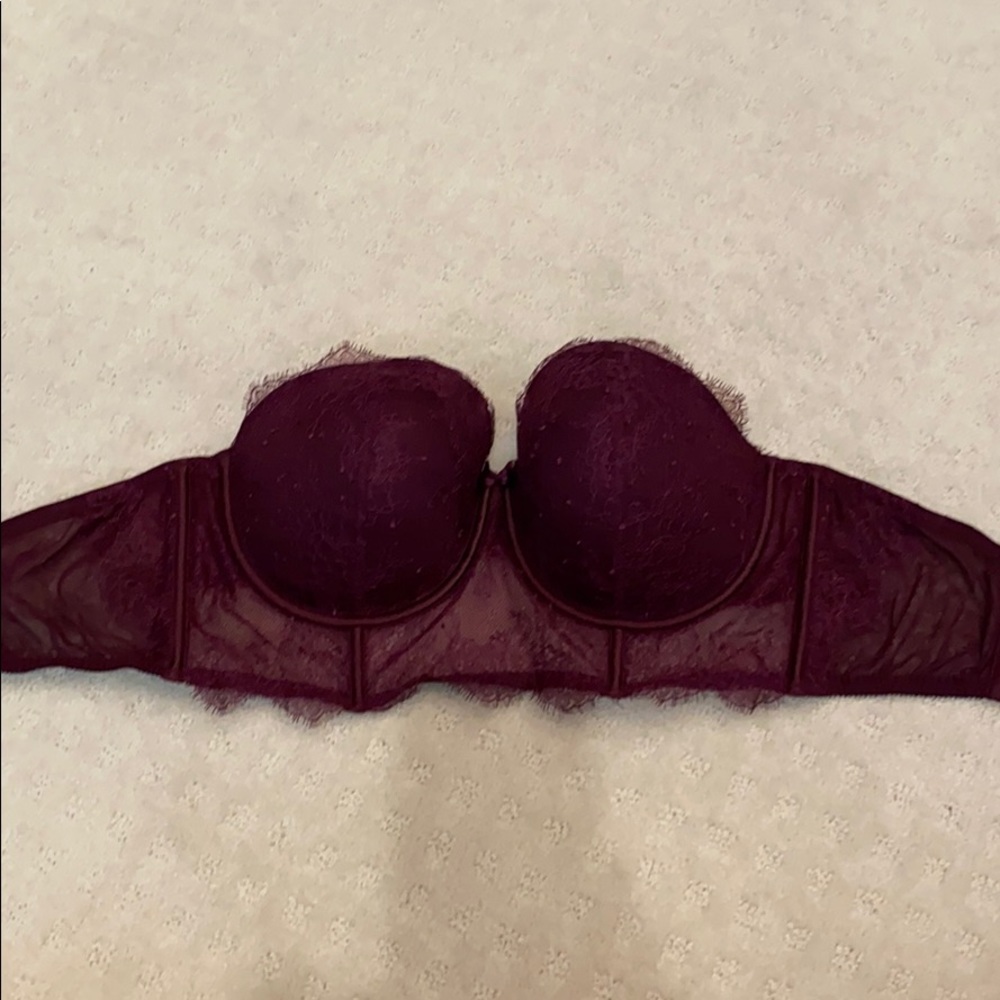 Maroon balconet corset style lace bra